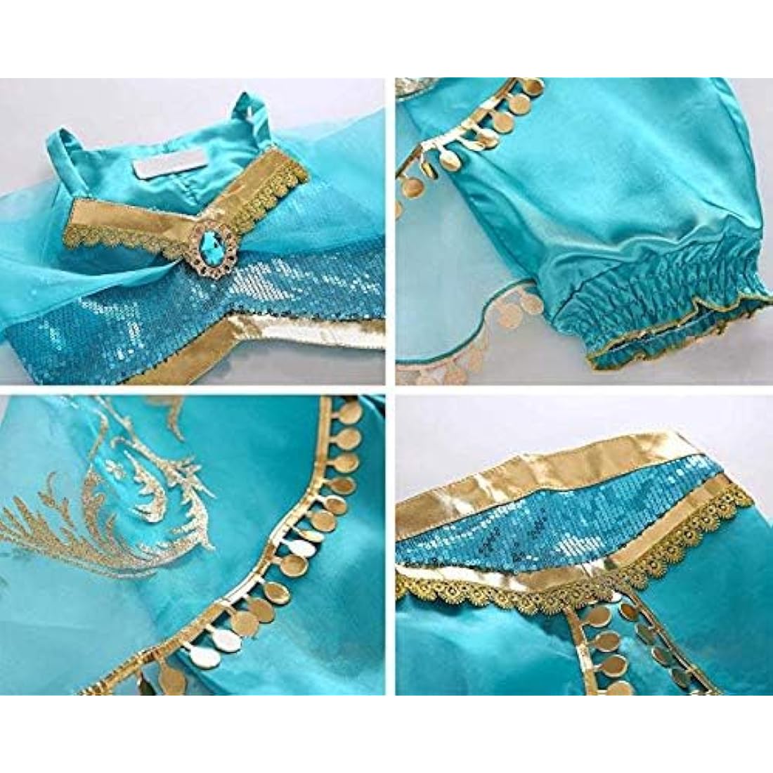 Atorcher Jasmine Princess Costume for Girls Sequined Princess Costume Set Dress Up for Kids Aladdin Costume Kids