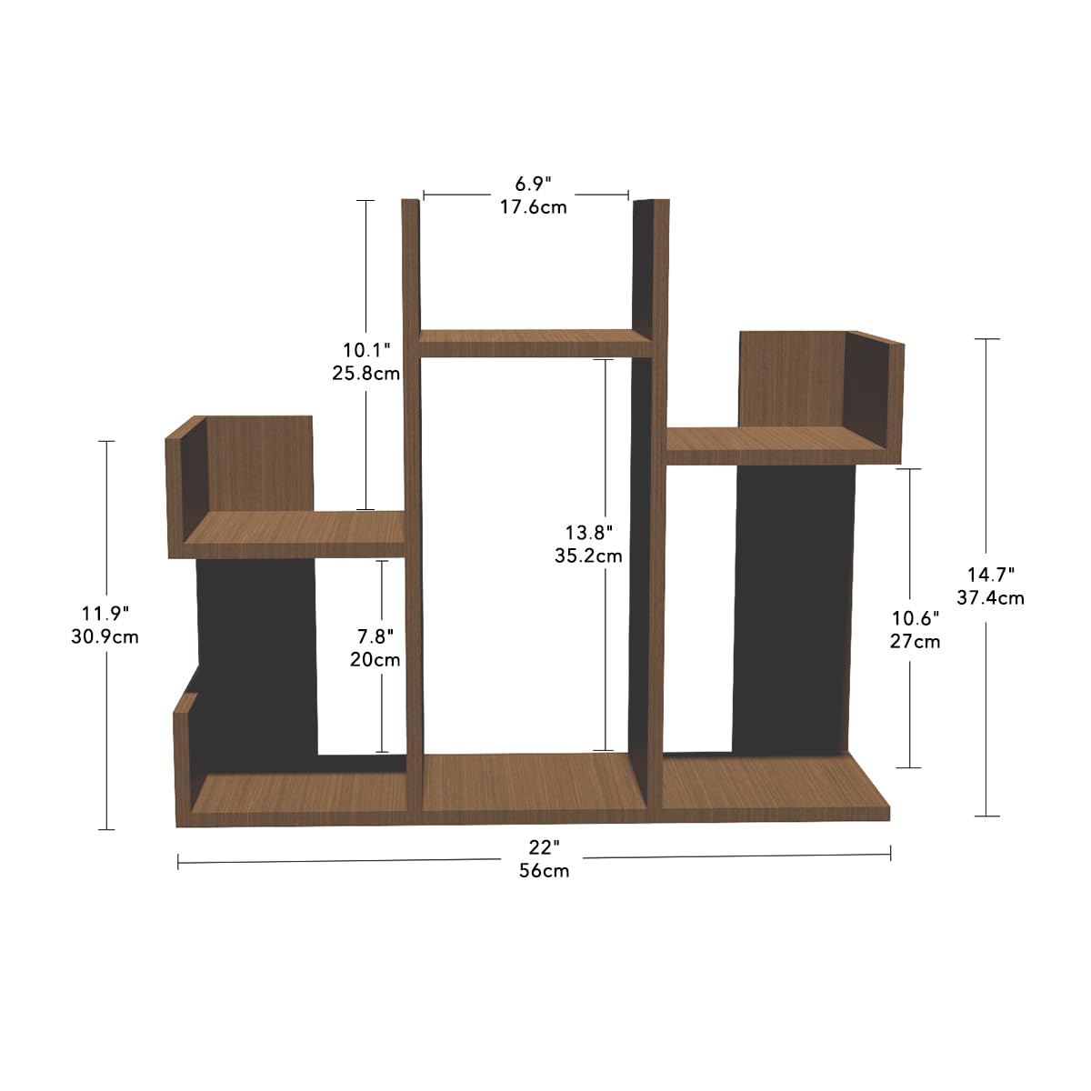 佳木の家 Desktop Wooden Storage and Display Shelf 56x47cm – Bookcase & Spice Rack for Home, Kitchen, Office
