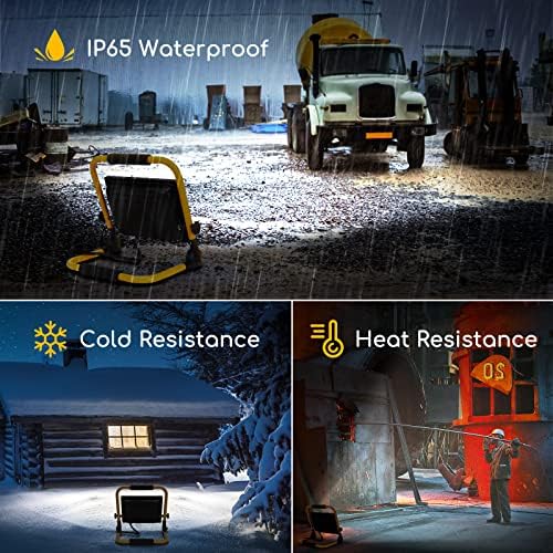 Aigostar Folding Floodlight, 50W 4500LM IP65 Waterproof LED Job Site Light, 5.9ft Cord Plug, Cool White Portable Work Floodlight for Outdoor Garden