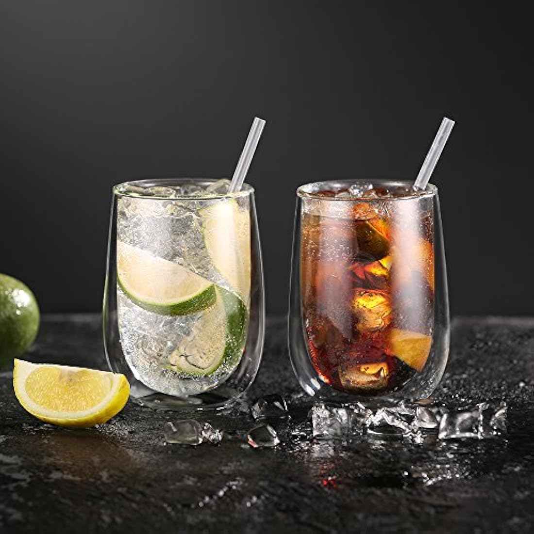 glastal 6x350ml Double Walled Coffee Glasses Mugs Cappuccino Latte Macchiato Glasses Cups for Coffee Tea Milk Juice Ice Cream Borosilicate Heat Resistant Glass Cups