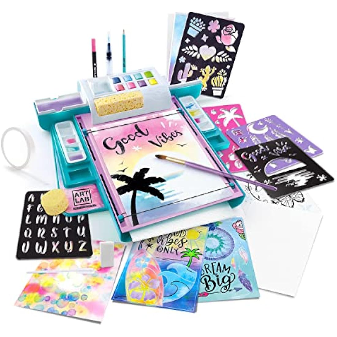 Watercolour Studio, All-in-One Studio, 8 Paints, 15 Watercolour Sheets, 14 Tools + Accessories, Learn 6 Fun Techniques! For Ages 6+