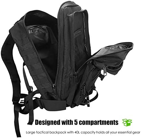 ProCase Military Tactical Assault Backpack Rucksacks, 40L Large Capacity MOLLE Army Pack Bag Go Bag, for Hiking Trekking Camping Travelling Climbing and Other Outdoor Activities
