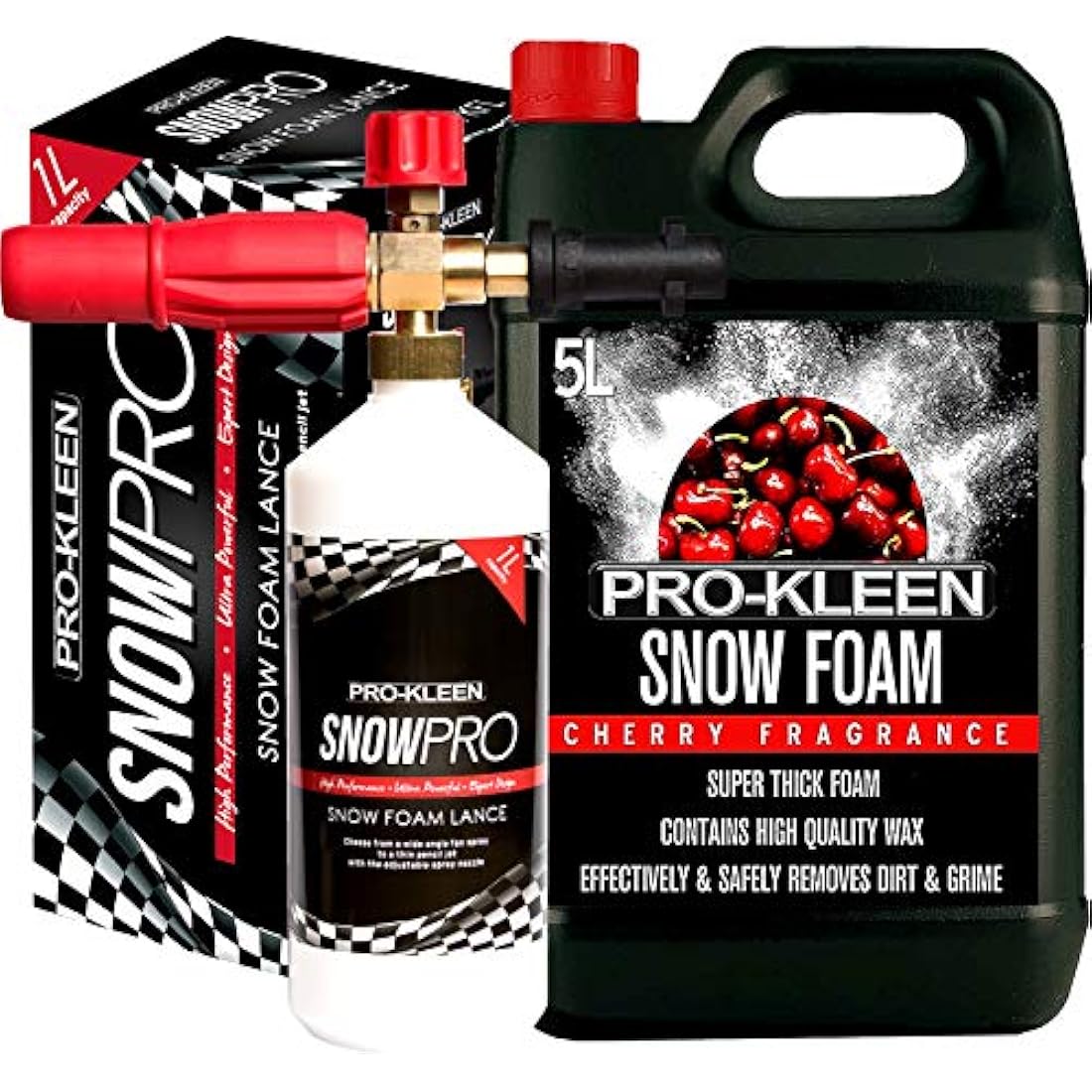 Pro-Kleen Snow Foam Car Shampoo pH Neutral Cherry 5L & Karcher K Series Compatible Snow Foam Lance
