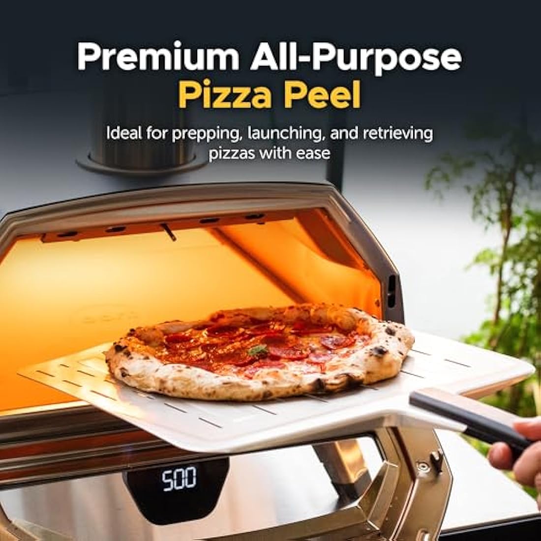 Ooni 14” Perforated Pizza Peel – Long Handle Perforated Aluminium Pizza Paddle – Lightweight Pizza Turning Peel Outdoor Pizza Oven Accessories