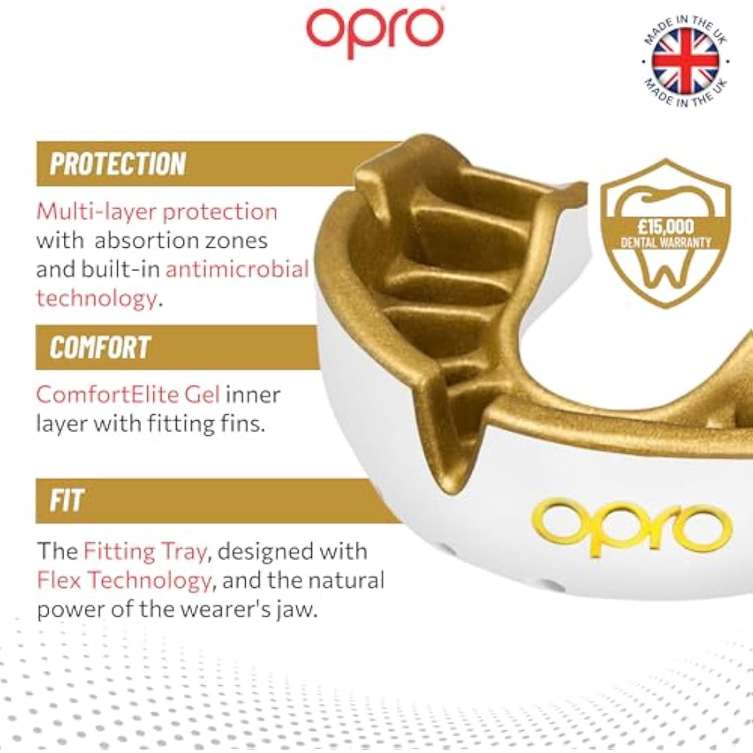 OPRO Gold Level Mouthguard Premium Fit – Gum Shield Adult and Kids – OPRO Mouth Guard Boxing and MMA, Easy Self-Fit Gum Shield Rugby and Hockey – Premium Protection with Dental Warranty