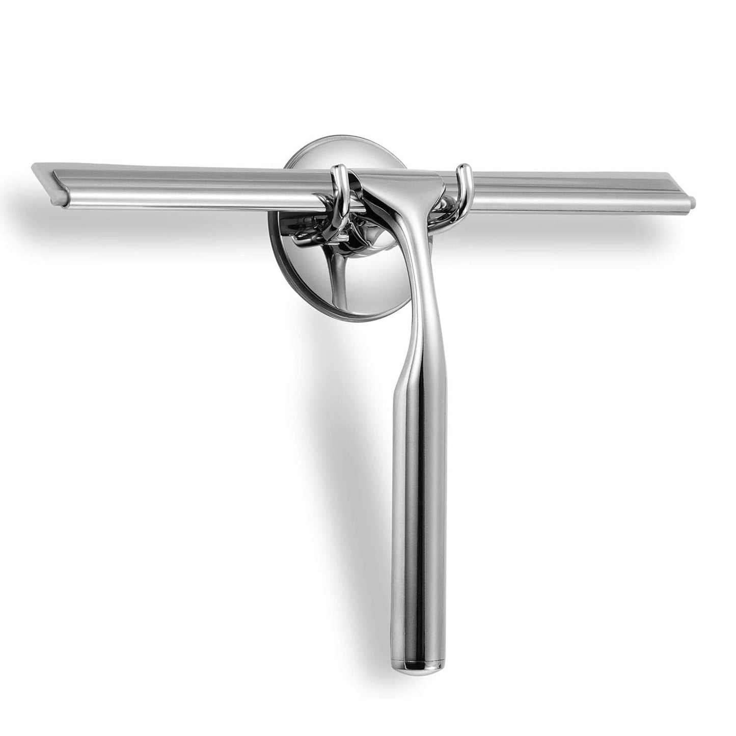 SIOOUI All-Purpose Squeegee for Shower Glass Door, Stainless Steel Shower Squeegee for Mirrors, Window and Glass with Suction Storage Hook (Silver,