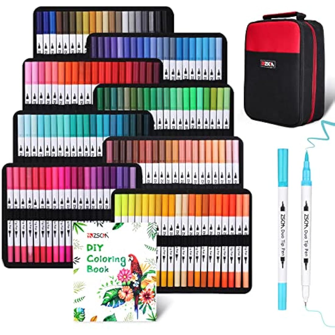 ZSCM Double pointed, 160 Colors Brush Pens Permanent Adult Pens Coloring books, Sketches, Calligraphy and Drawings, Lettering…