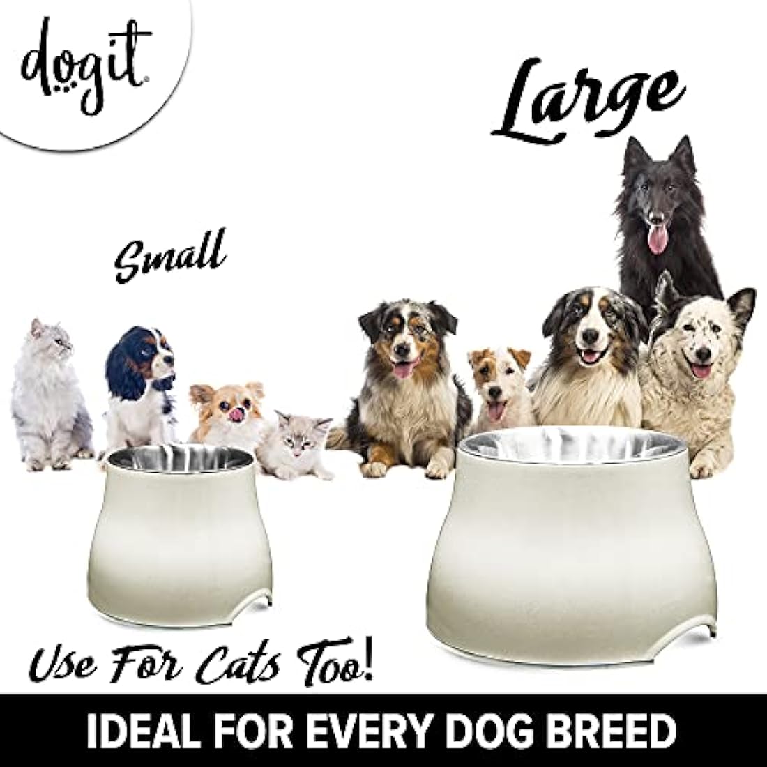 Dogit 2-in-1 Elevated Dish/Bowl, White/Cream, 900 ml Capacity