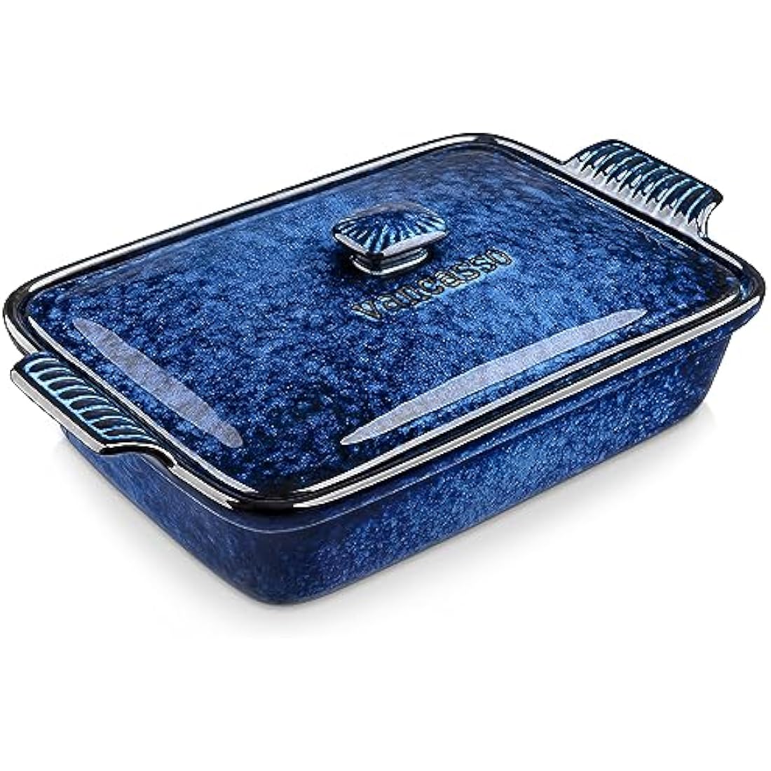 vancasso Starry 3.8 Quart Casserole Dish, Large Lasagna pan with lid, 9x13 inch Stoneware Casserole with lid, Microwave Safe, Blue