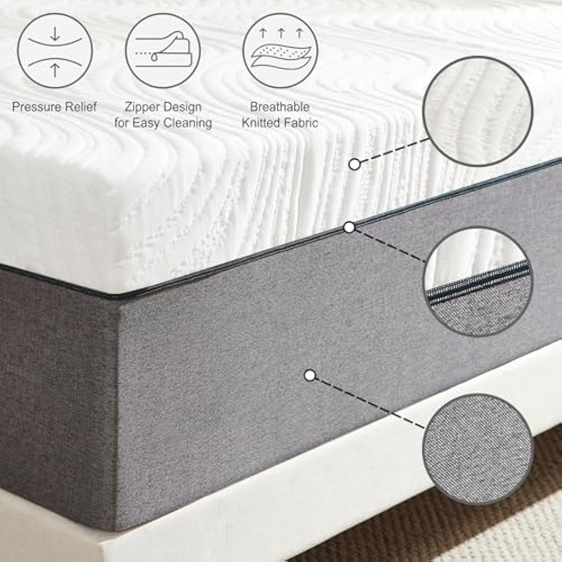 Twirest Mattresses, 30cm Double Mattresses with Memory Foam and Anti-mite, Breathable, Removable Carved Cover, Mattress in a Box, Edges Support for Sleep Supportive(135x190x30cm)
