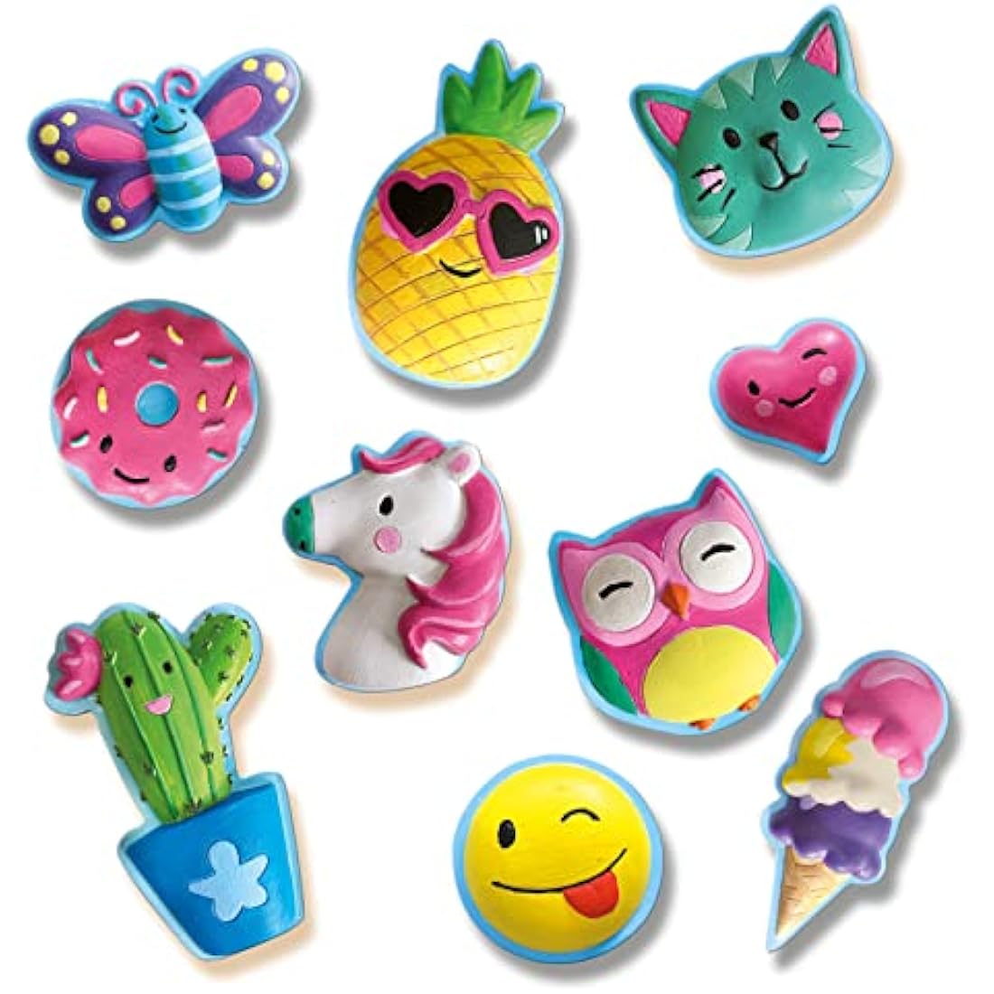 SES Creative 01133 Happy Figures Casting and Painting Kit, Brighten Your Day with Crafts, Mould and Paint Plaster Kit