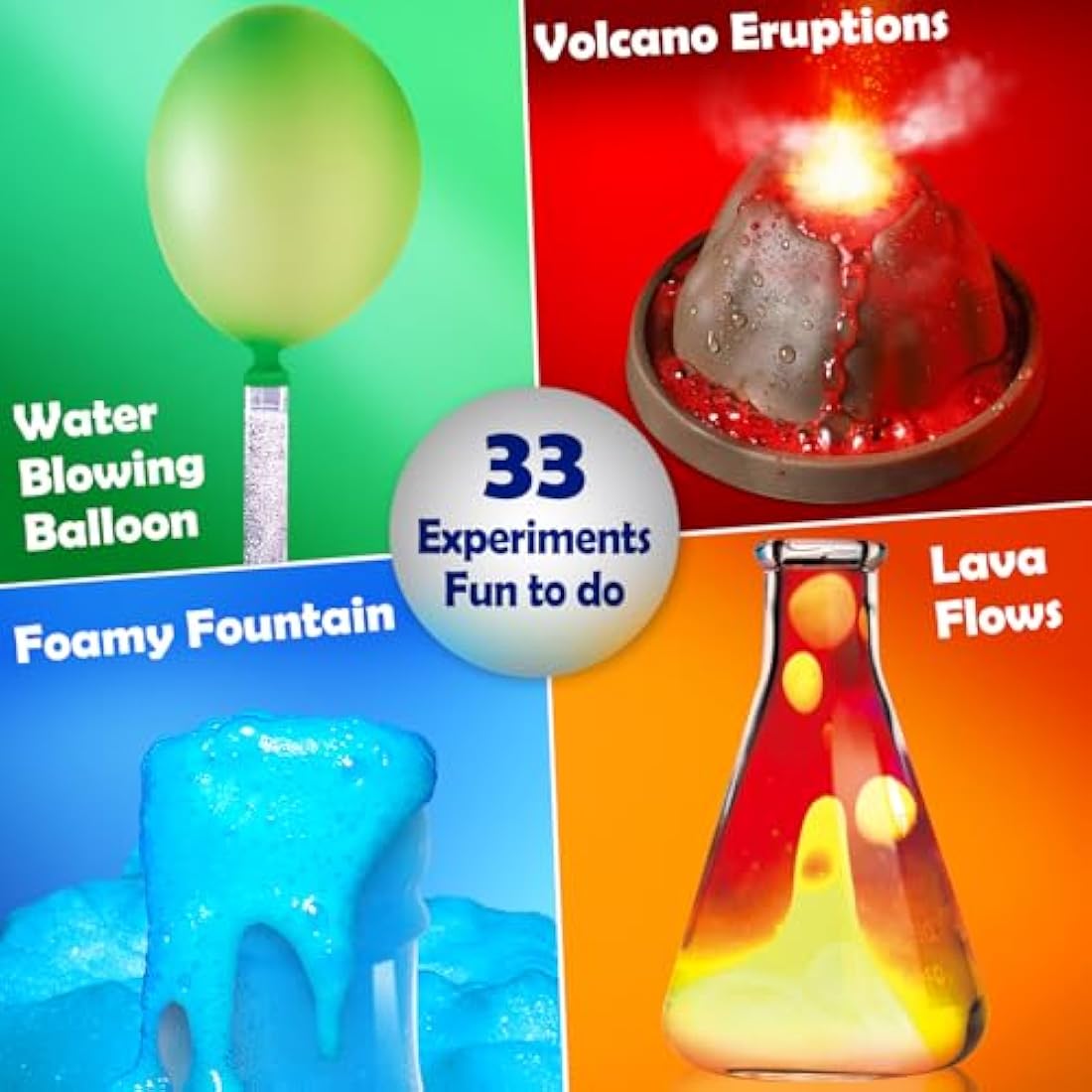 UNGLINGA 33 Experiments Science Kit for Kids, Science Project STEM Learning Educational Toys Gifts for Boys Girls, Chemistry Set, Volcano Erupting