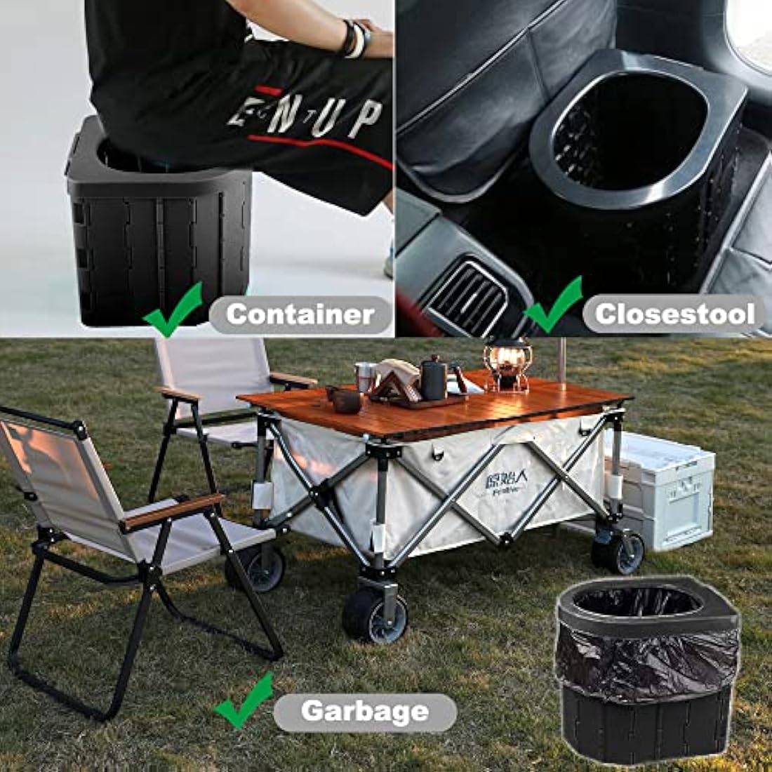 KINSPORY Portable Toilet, Outdoor Camping Toilet Fishing Toilet Campervan Toilet Collapsible Toilet Bucket Portable Loo Camping Loo Camping WC