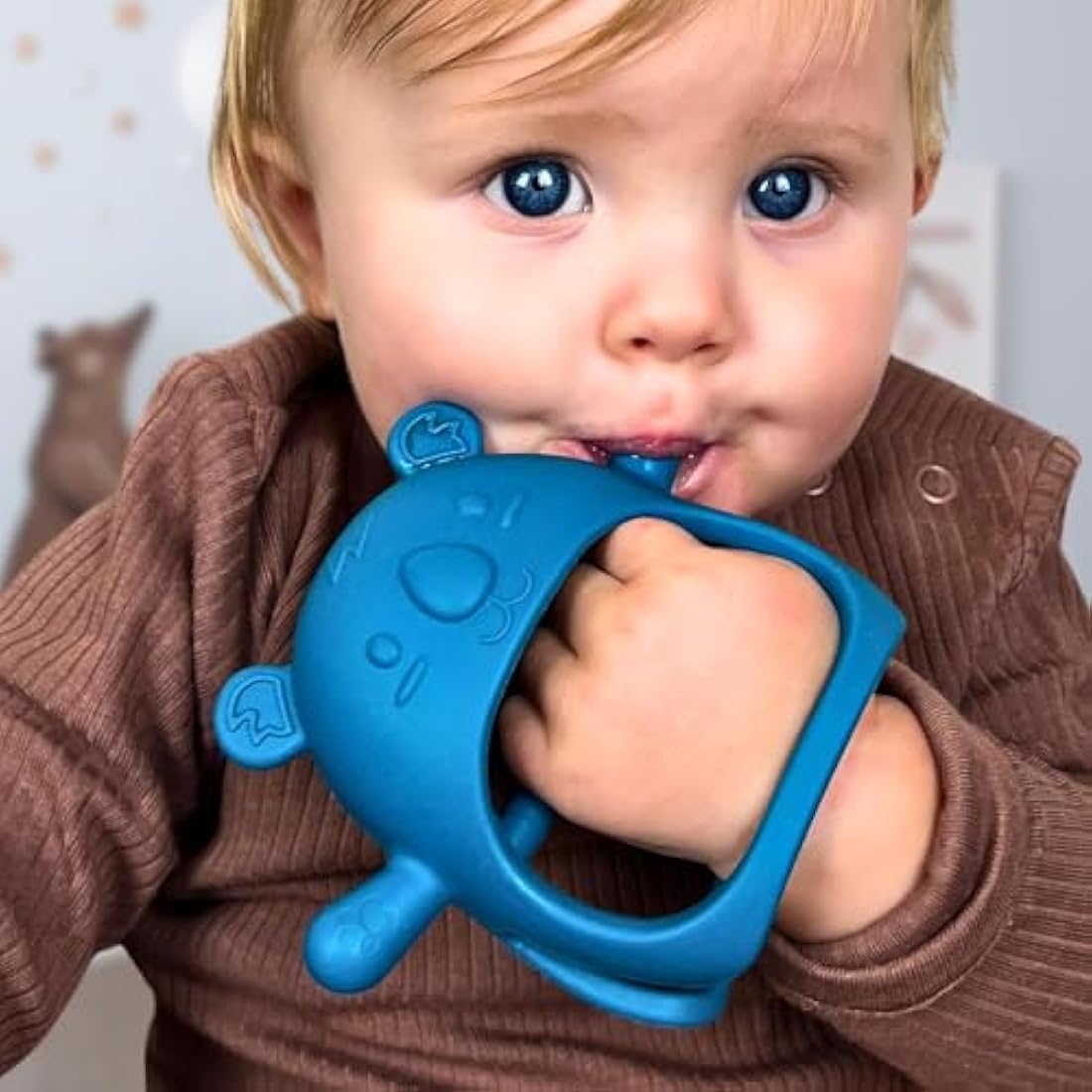 Infatot® Teething Toys for Baby Gifts – 2-Pack Koda Koala Teether Mitten Glove, Soothing Hand Teethers for Infants, Baby Toys 0-6 Months and Up, Newborn Essentials for Teething Relief, Teal Blue