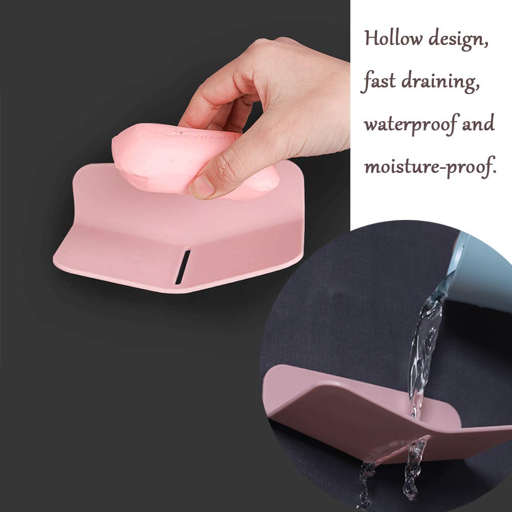 Soap Holder Shower Wall Mounted for Kitchen, Self-draining Soap Dish for Shower, Plastic Soap Box for Bathroom. (Pink, 1)