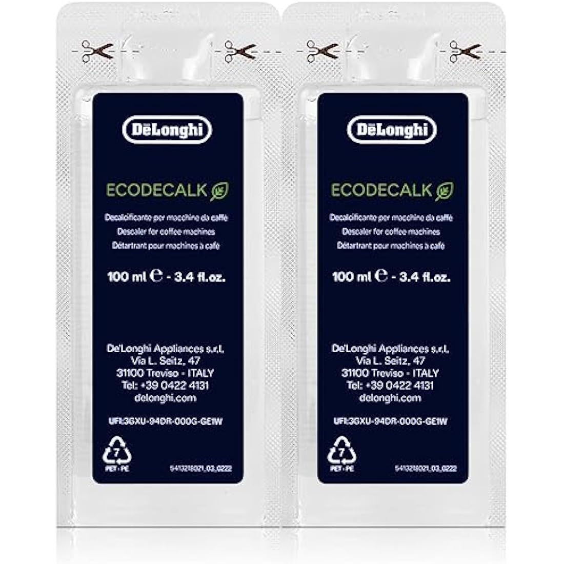 DeLonghi decalcifier EcoDecalk, mini value pack,10x 100 ml, suitable for fully automated coffee machines, no: 5513292821 Nokalk.