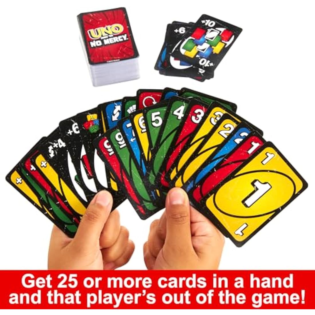Mattel Games UNO Show ?em No Mercy Card Game for Kids, Adults & Family Parties and Travel With Extra Cards, Special Rules and Tougher Penalties., HWV18