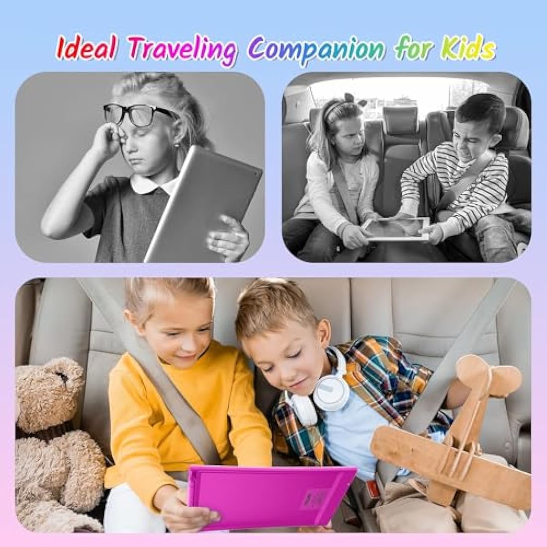 TECJOE 2 Pack LCD Writing Tablet, 10 Inch Colorful Doodle Board for Kids, Electronic Drawing Tablet Drawing Pads,Kids Travel Games Activity for Learning,Gifts for 3–6-Year-Old (Dark Blue and Magenta)