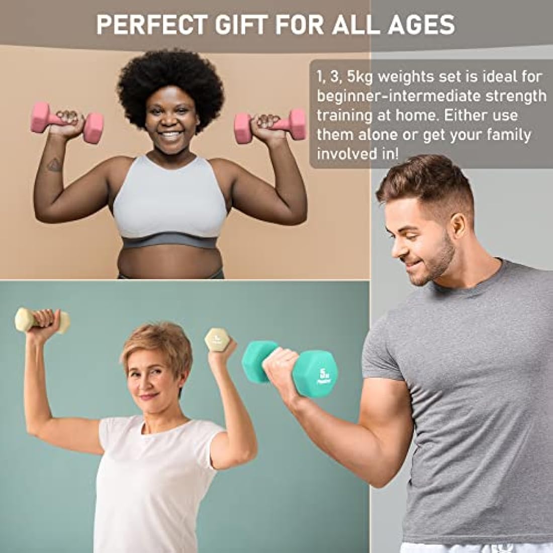 PhysKcal Dumbbells Set with Storage Rack, Hand Weights Set for Home, Gym & Studio