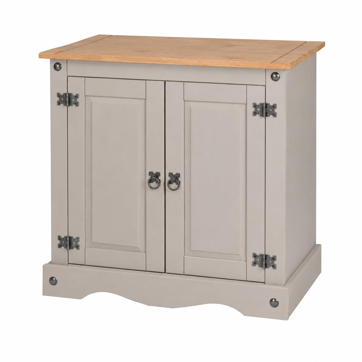 Corona Sideboard 2 Door Cupboard Grey Mexican Solid Pine Wood Cabinet W 75 x D 36 x H 73 cm
