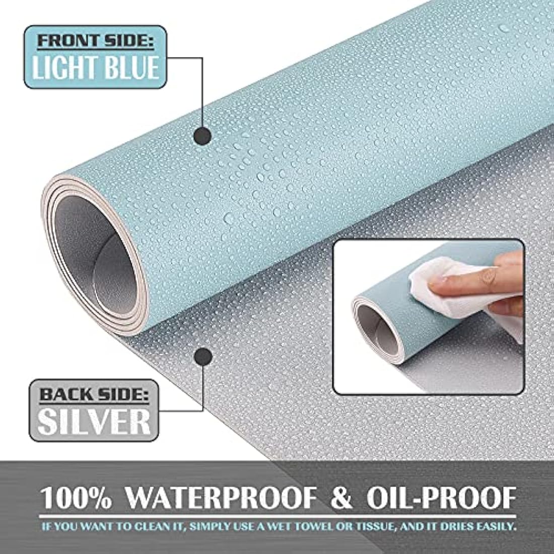 K KNODEL Large Office Leather Desk Mat, Mouse and Keyboard Pad, Computer and Laptop Mat, Desktop Protector and Cover, Writing Pad and Blotter (80x40cm, Light Blue)