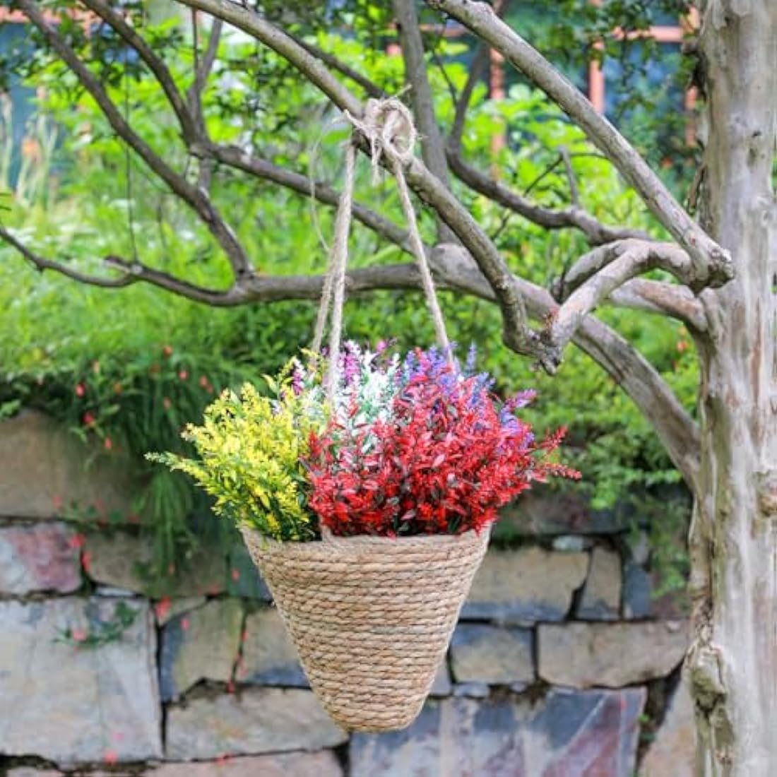 Sredumn 20 Bundles Artificial Flowers, artificial plants outdoor,UV Resistant Plastic Shrub Fake Flowers, for outside, garden, hanging, basket, fence, window, trellis decoration (Multi-coloured)