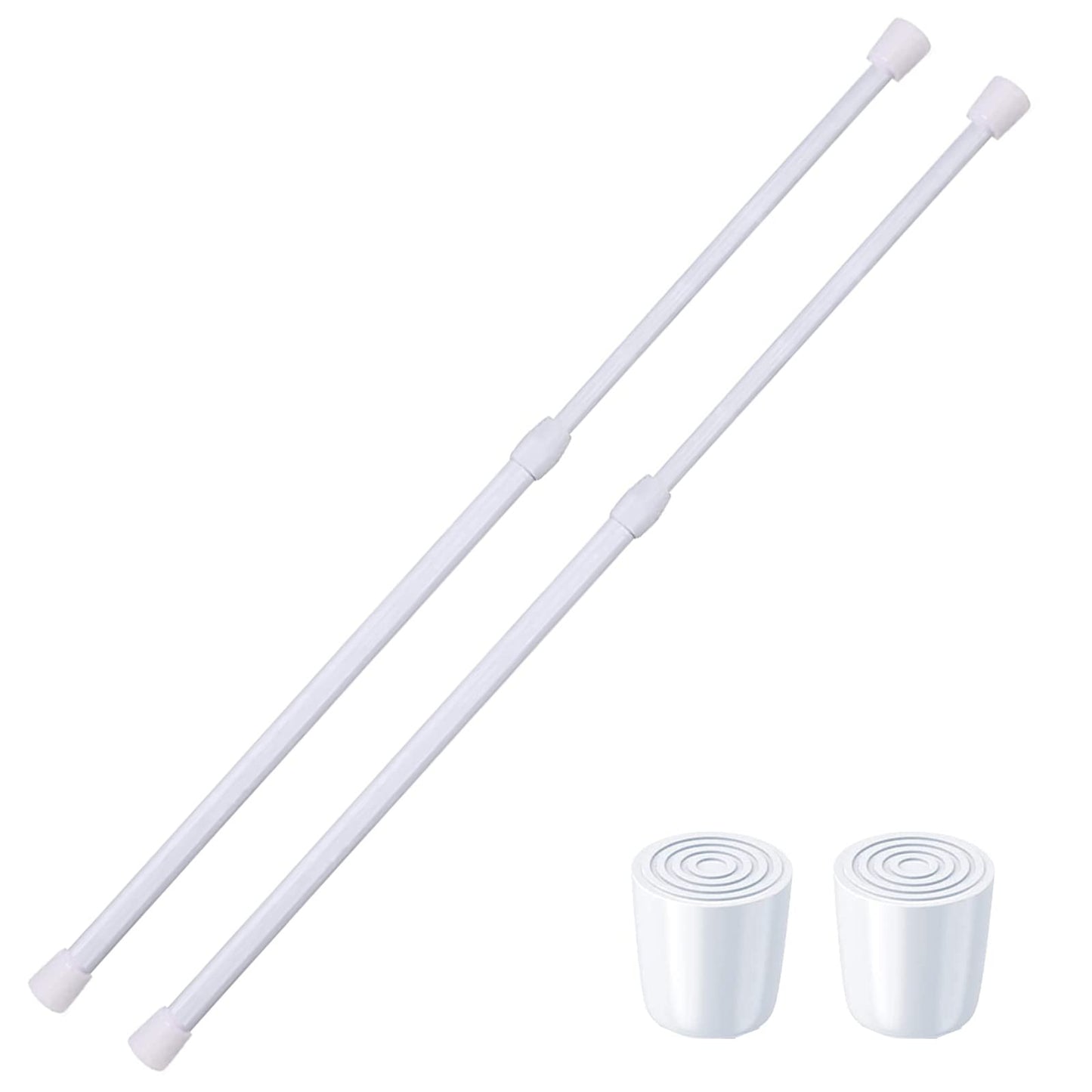 2 Pack Small Tension Rods 26 in to 39 Curtain Rods Window Rods in Extendable Width Spring Cupboard Bars for Kitchen Utensils, Closet, and Cabinet