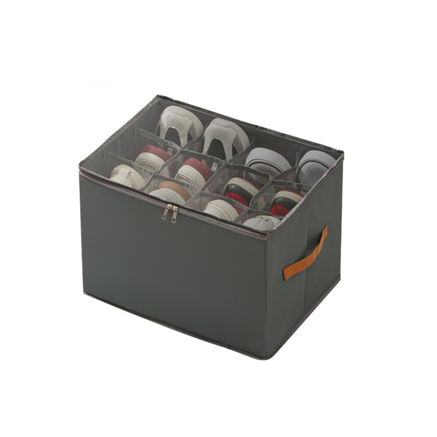 DUTIFUL Shoe Organiser Box Fits 12 Pairs Fabric Shoe Storage Box Foldable Shoes Organizer with Clear Lids Bottom Support and Reinforced Handles Shoes