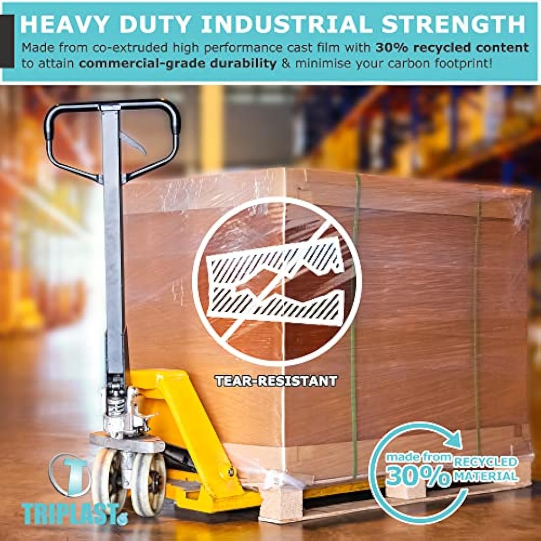 Triplast Pallet Stretch Shrink Wrap Roll (400mm x 250m) - Pick Qty & Colour - Heavy Duty Pallet Wrap, Industrial Stretch Wrap, Packaging Cling Film, Strong Plastic Wrap, Luggage Wrap (Clear, 2 Rolls)