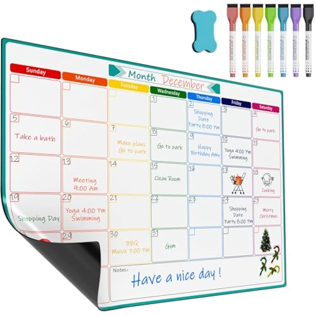 KTRIO Monthly Planner Whiteboard A3 Magnetic Whiteboard for Fridge Calendar Month Planner Monthly Wall Planner Reminder Board for Meal Planning or Shopping