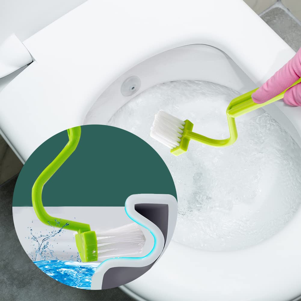 EQLEF Curved Plastic Toilet Brush Cleaning Toilet Corner Rim (3 Pcs)