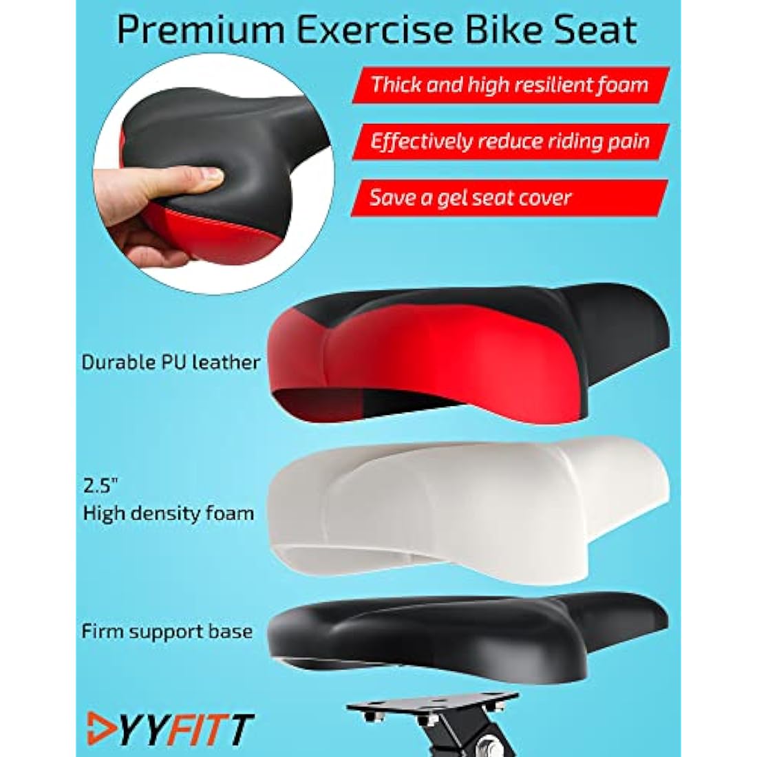 YYFITT Foldable Fitness Exercise Bike with Resistance Bands, 16 Magnetic Resistance Levels with Pulse Sensor, Phone/Tablet Holder with Smooth and Quiet Cycling