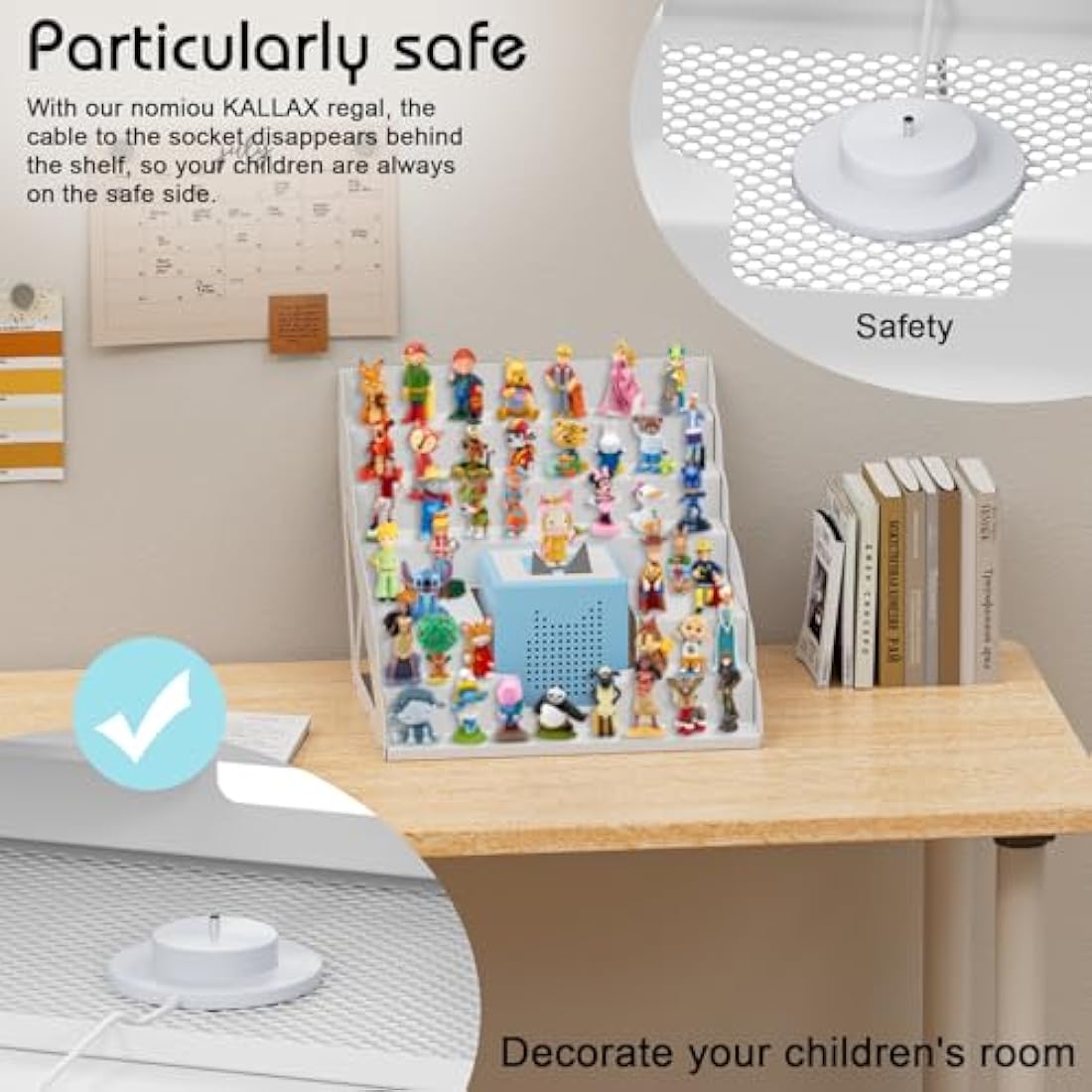 Toniebox shelf for IKEA Kallax, Fully Magnetic Toniebox stand for Over 50 Figures + Box, Tonier Rack for Girls and Boys Toning Shelf for Tonie Figures Storage(white)