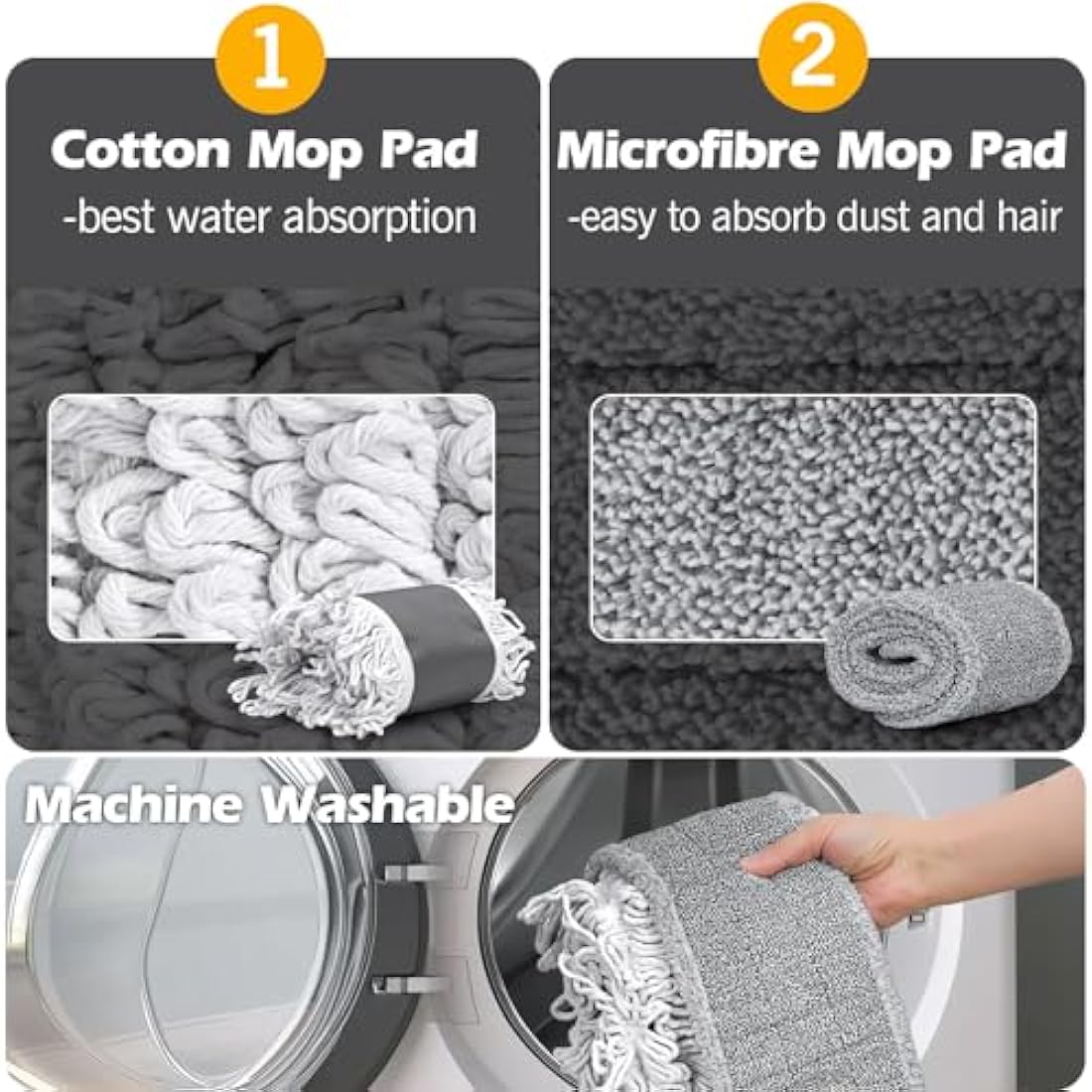 MASTERTOP Heavy Duty Industrial Mop, 90cm Wide Large Commercial Flat Mop with 155cm Telescopic Handle, Dust Sweeper Mops with 3 Reusable Pads, Professional Floor Mops for Warehouse, Office, Hotel