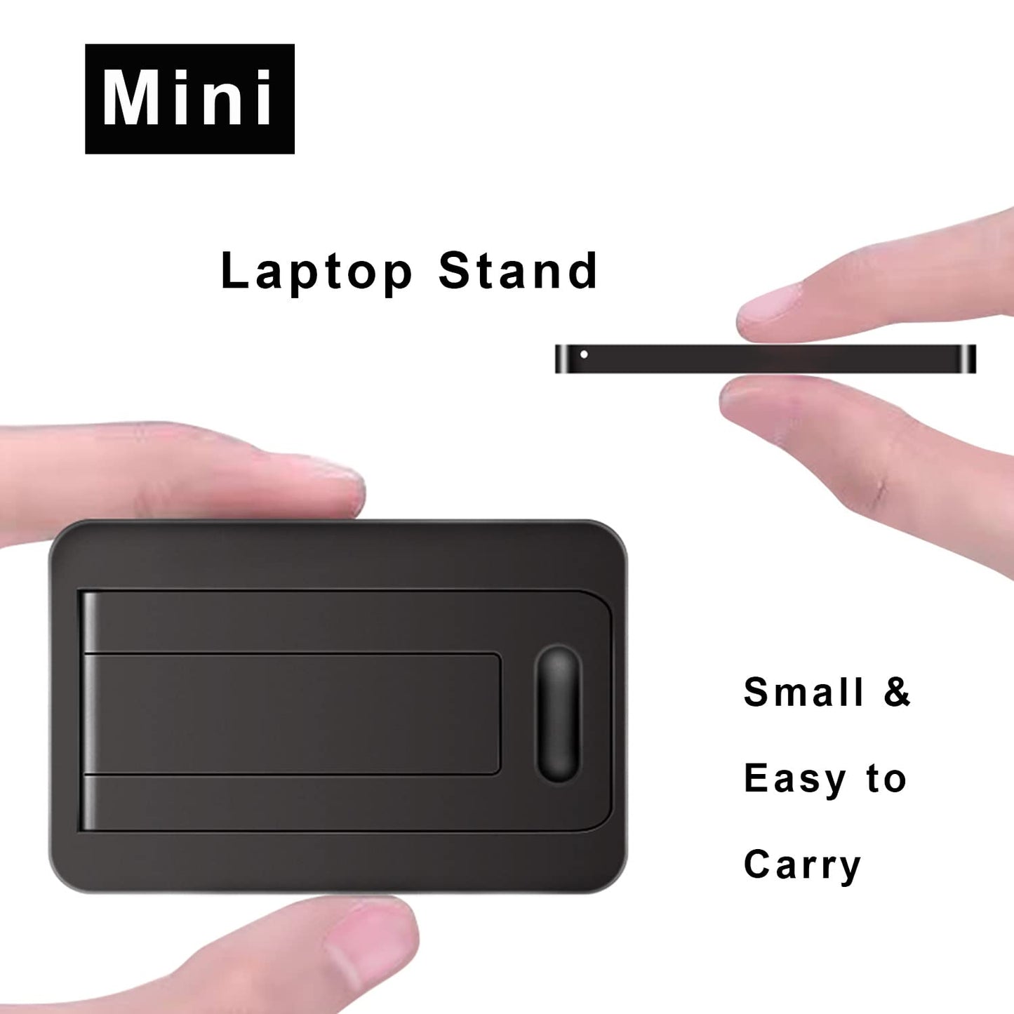 OYE 2 Mini Laptop Stand, Portable Notebook Holder with Cooling & Ergonomic Design for MacBook & Wireless Keyboard (Black)