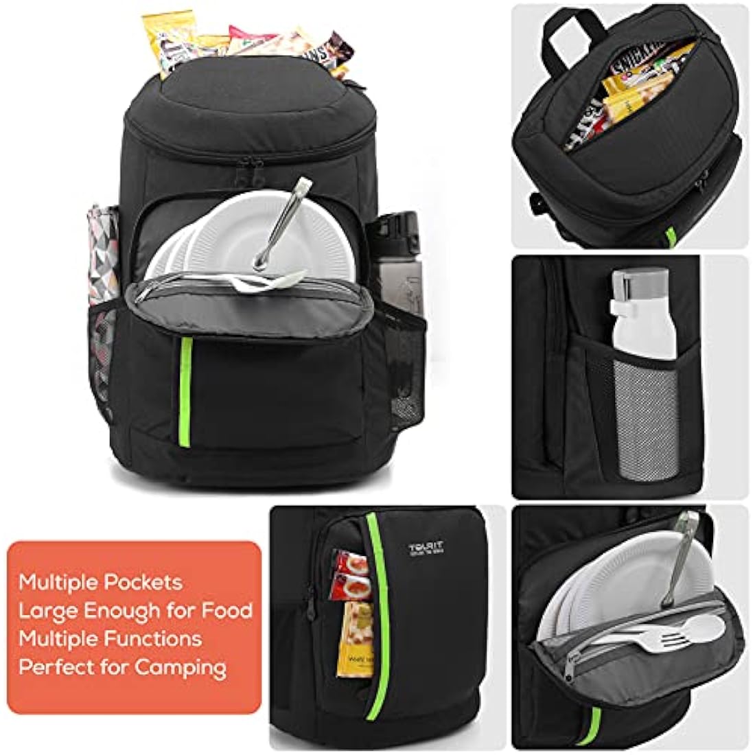 TOURIT Cooler Backpack 30 Cans Lightweight Insulated Backpack Cooler Leak-Proof Soft Cooler Bag Large Capacity for Men Women to Picnics, Camping, Hiking, Beach, Park or Day Trips