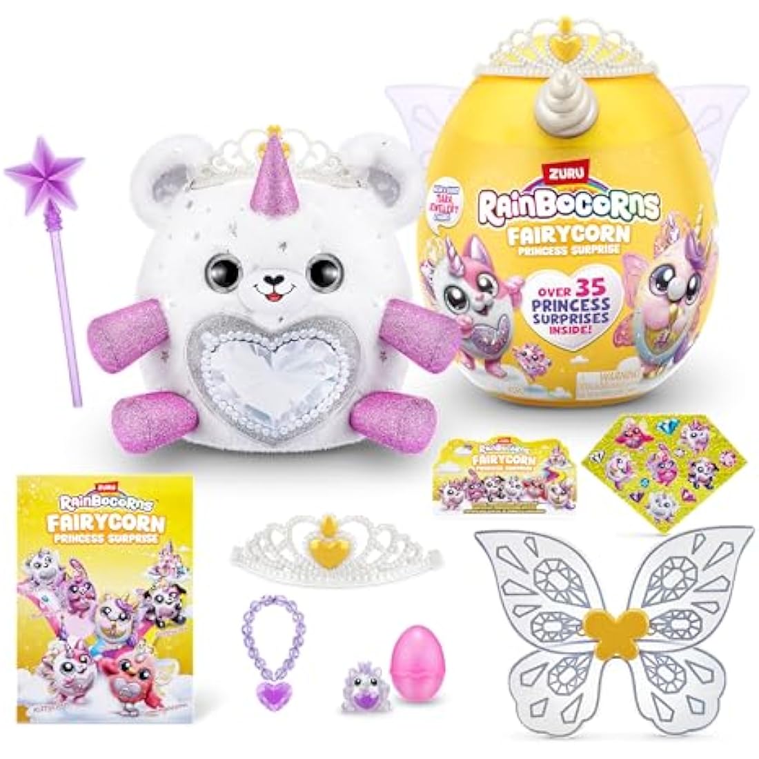 Rainbocorns Fairycorn Princess Series 6 Gemmie the Polar Bear - Collectible Plush - Magical Fairy Princess Surprises, Cuddle Plush Stuffed Animal, Stickers (Polar Bear)