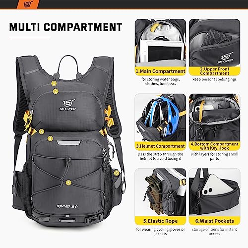 SKYSPER Cycling Backpack 20L Lightweight Bike Backpack for Men Women Running Rucksack for Biking Hiking Climbing(Darkgrey)