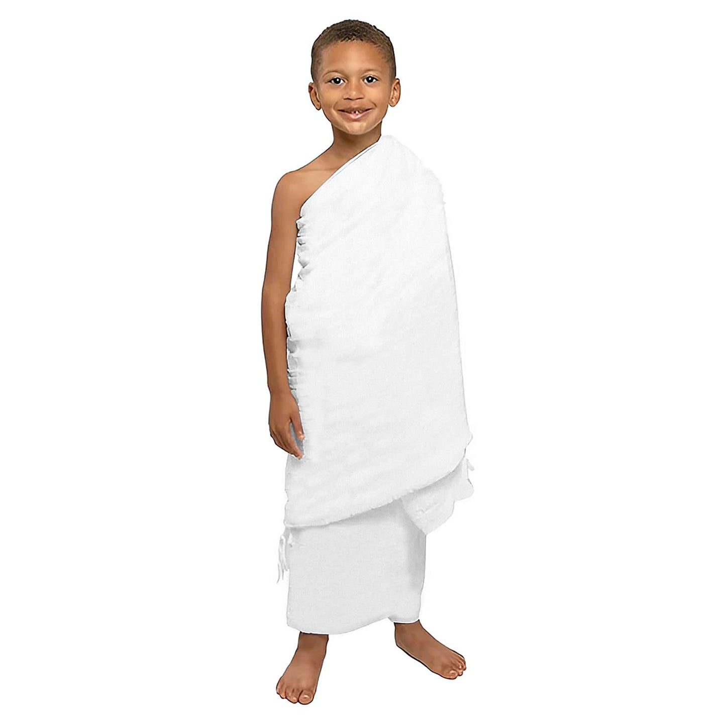 Faxianther 2Pcs Soft Ihram Towel Set for Boys, Kids Breathable White Islamic Pilgrimage Ritual Towel Wrap Cotton Muslim Prayer Shawl Clothes Mecca
