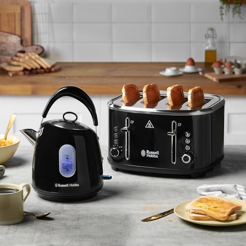 Russell Hobbs Electric Kettle (For Hot Water, Tea or Coffee, 1.5L, Fast Boil, Stainless steel with grey accents, Pull off lid, Perfect pour spout,