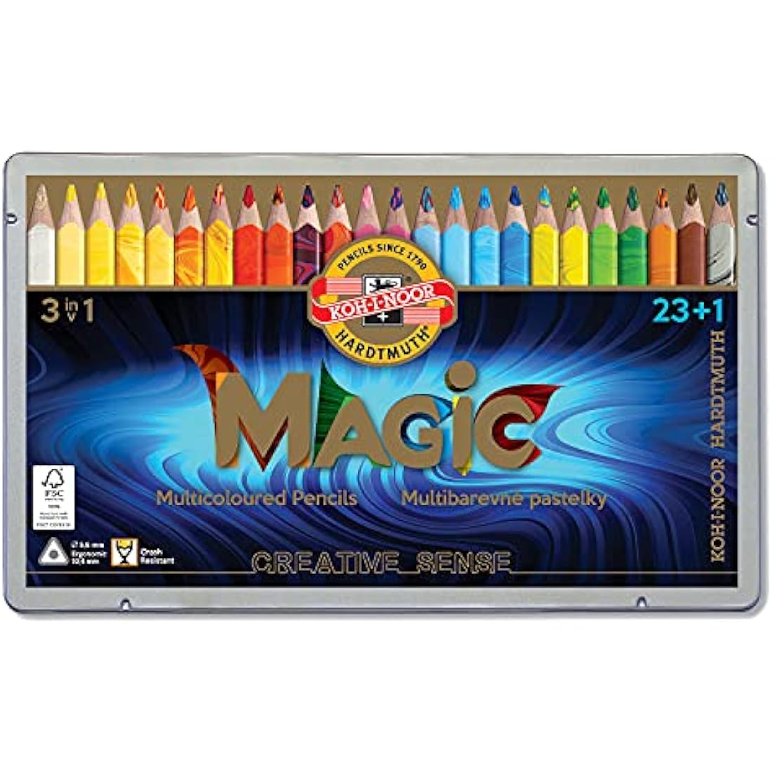 Koh-I-Noor Magic Jumbo Triangular Coloured Pencil, Pack of 24, Multicolor