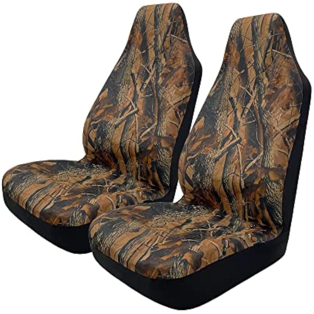 TOYOUN Camo Universal Front Car Seat Covers Waterproof Highback Bucket Design -Fit Most Cars, Trucks, SUVS, Vans 2 PCS Auto Fabric Covers Camouflage Forest Pattern Car Seat Protector