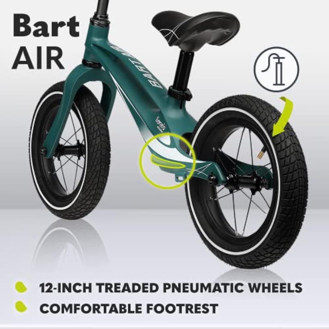 lionelo Bart Running Bike From 2 Years Up To 30Kg Magnesium Frame 12" Wheels Steering Wheel And Saddle Height Adjustable Steering Wheel Lock Footrest Carrying Handle Ultralight