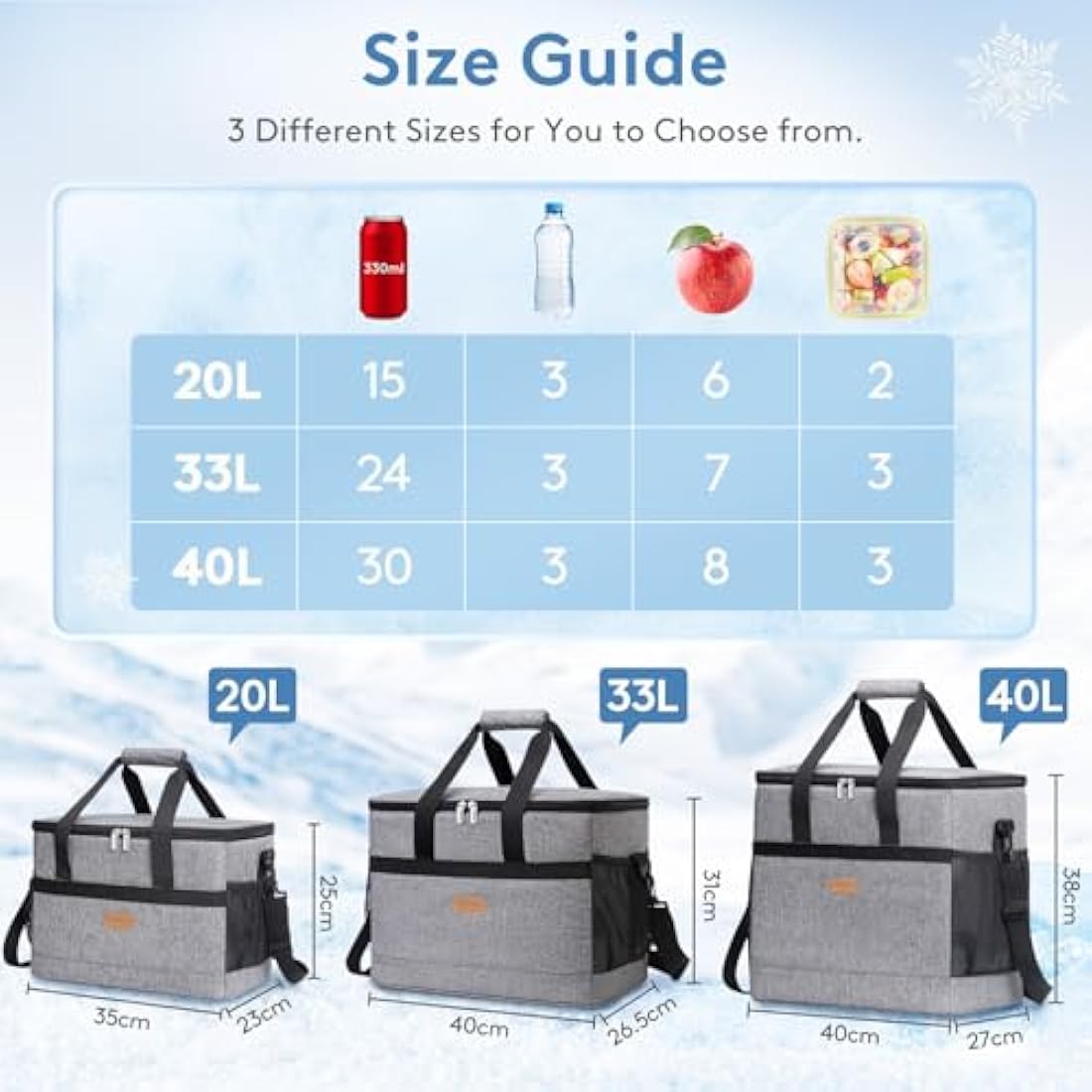 Lifewit Soft Cooler Bag with Hard Liner, Large Insulated Picnic Lunch Bag Box Soft-Sided Cooling Bag for Camping/BBQ/Family Outdoor Activities
