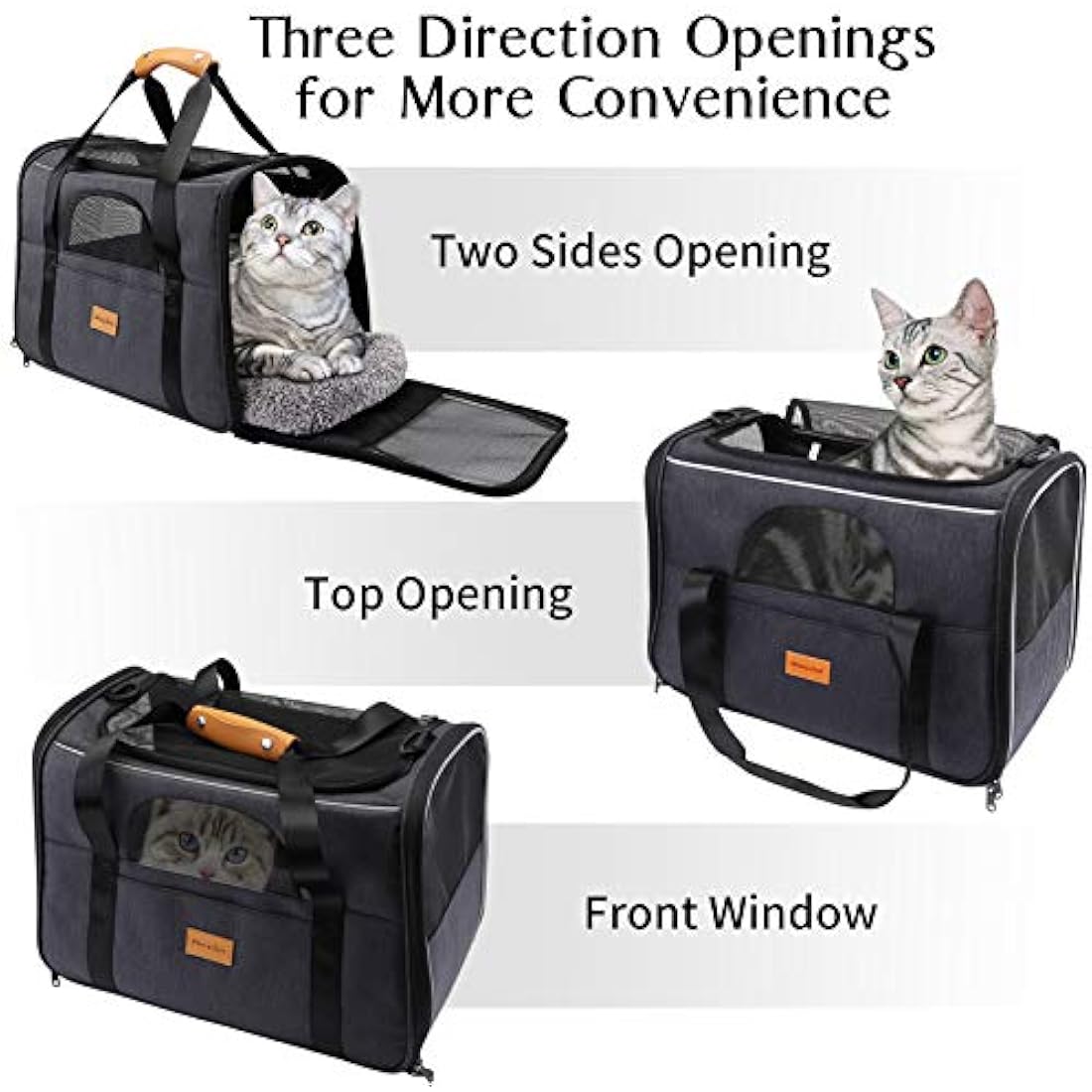 Morpilot Cat Carrier, Portable Pet Carrier Bag for Cats and Small Dogs, Foldable Soft Sided Cat Transport Carrier, Airline Approved Pet Travel Carrier with Shoulder Strap, Removable Mat and Pet Bowl