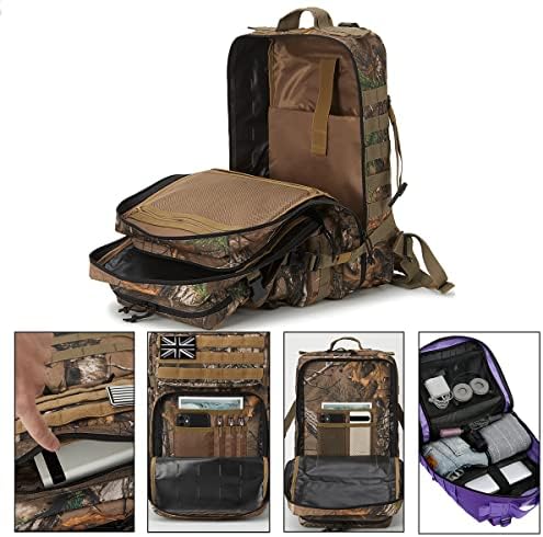 QT&QY 45L Military Tactical Backpacks Molle Army Assault Pack 3 Day Bug Out Bag Hiking Treeking Camouflage Hunting Rucksack