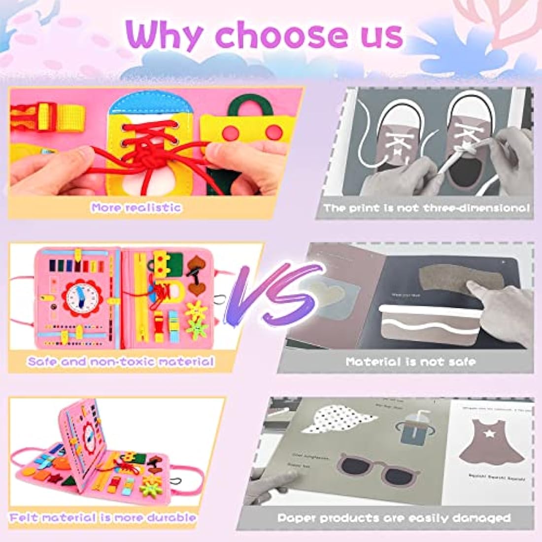 Montessori Sensory Toys for 1-2-3 Year Old Toddler - Kids Busy Board for 12-36 Month Baby Boys Girls Gift for 1-3 Baby Activity Games Learning Educational Toys for 1-4 Year Olds Gifts for 1-4 Toddlers
