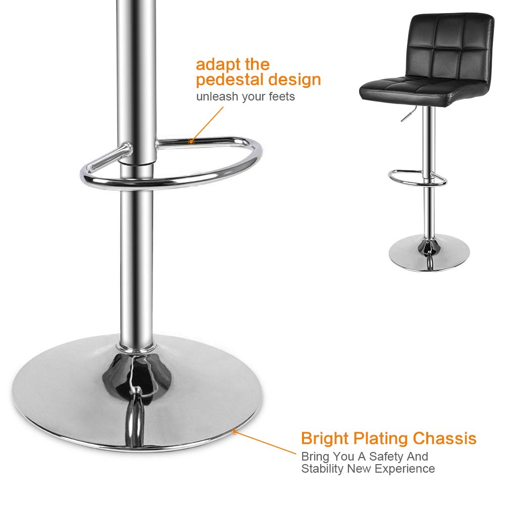 bigzzia Barstool, Bar Stools Set of 2 PU Leather Swivel Height Adjustable Bar Chairs With Backrest For Breakfast Bar, Counter, Kitchen and Home