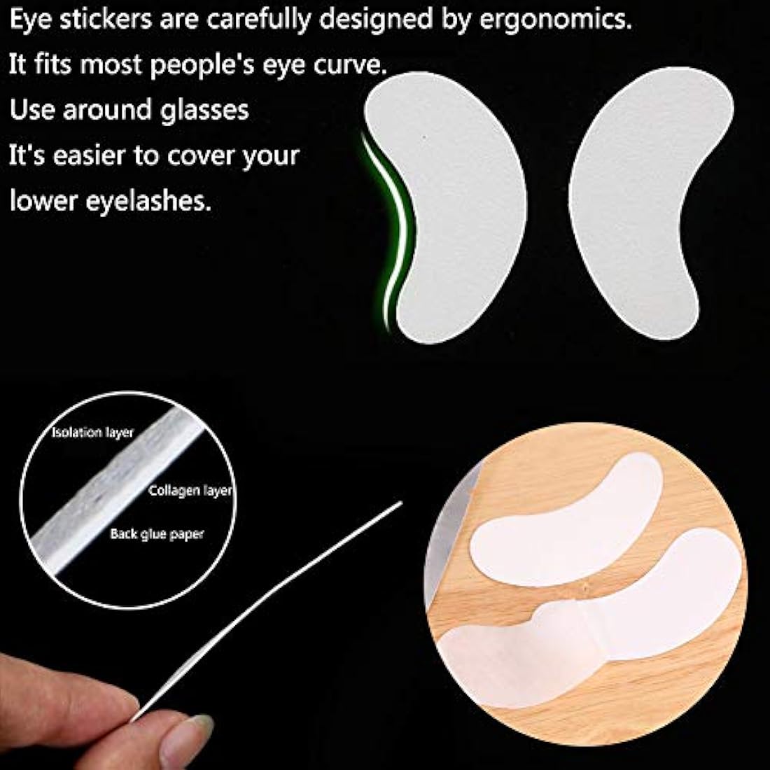 Yorgewd 100 Pairs Under Eye Gel Pads Eyelash Extension Pads Lints Free Eyelash Patches for Pro Salon & Individual Eyelash (100 Pairs)