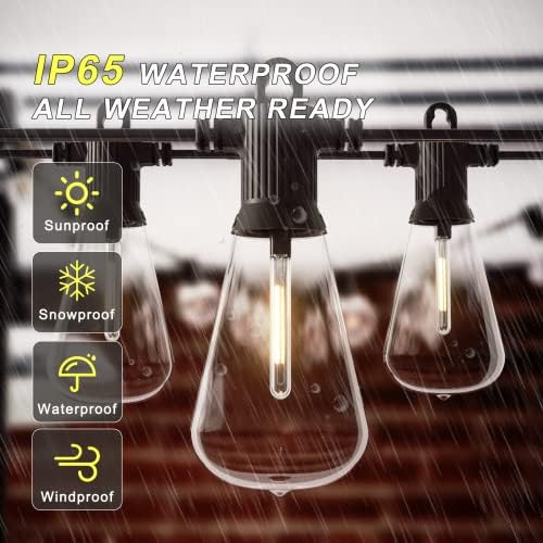 Zuske Garden String Lights Outdoor, 30M Festoon Lights Mains Powered with 50+3 ST38 Shatterproof Bulbs, Waterproof IP65 Patio Lights for Outside Yard Gazebo Backyard Terrace Party Porch(Warm White)